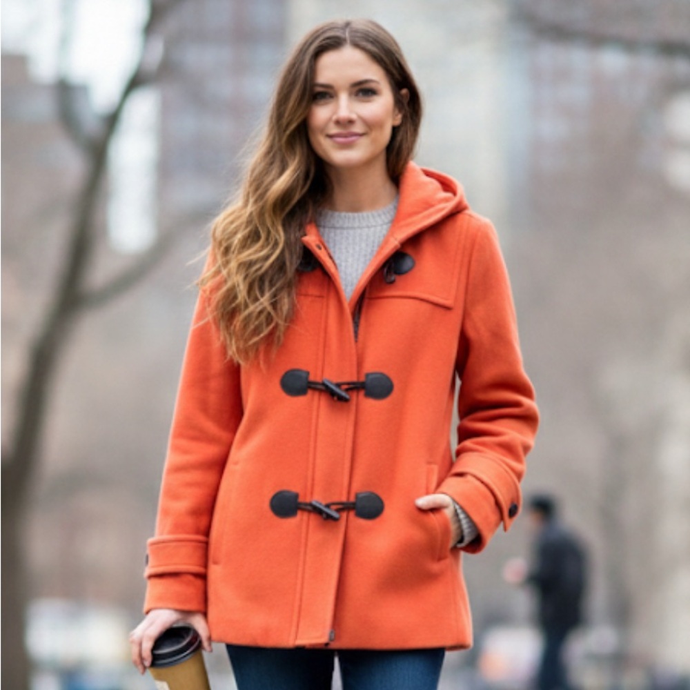 Chadwick’s Women’s Hooded Pea coat Wool Blend Toggle Zip Size 16